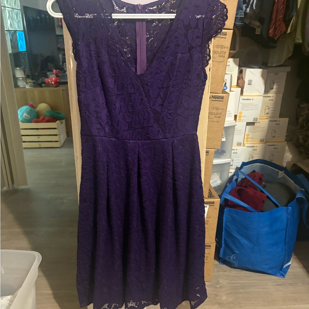 Elegant Purple Lace Dress